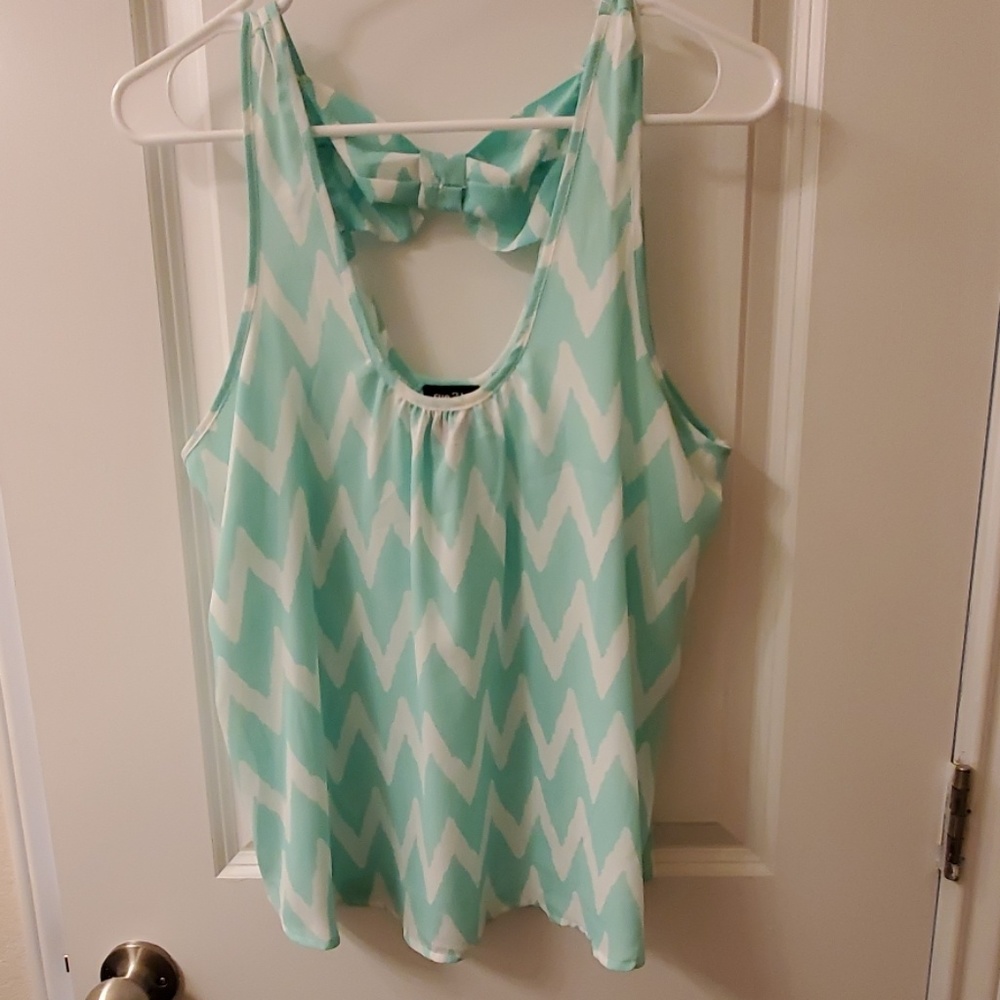 Mint Chevron top